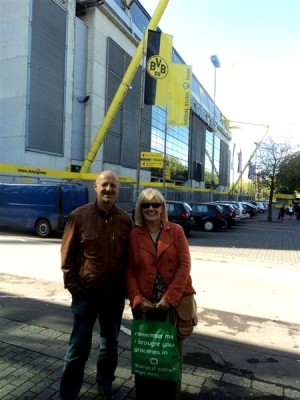Our organiser showing Trish and I around the Stadium