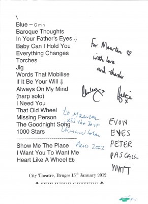 2012-01-15 The Webb Sisters in Bruges - setlist.jpeg