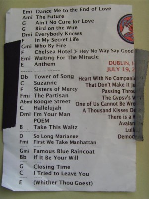 Here is the Dublin set list!