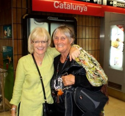Bernadine and Judy waiting on the metro
