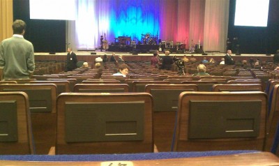 View of no-one in a particular rush (note the security guards protecting the stage and &quot;real&quot; VIP section of unmarked seats)